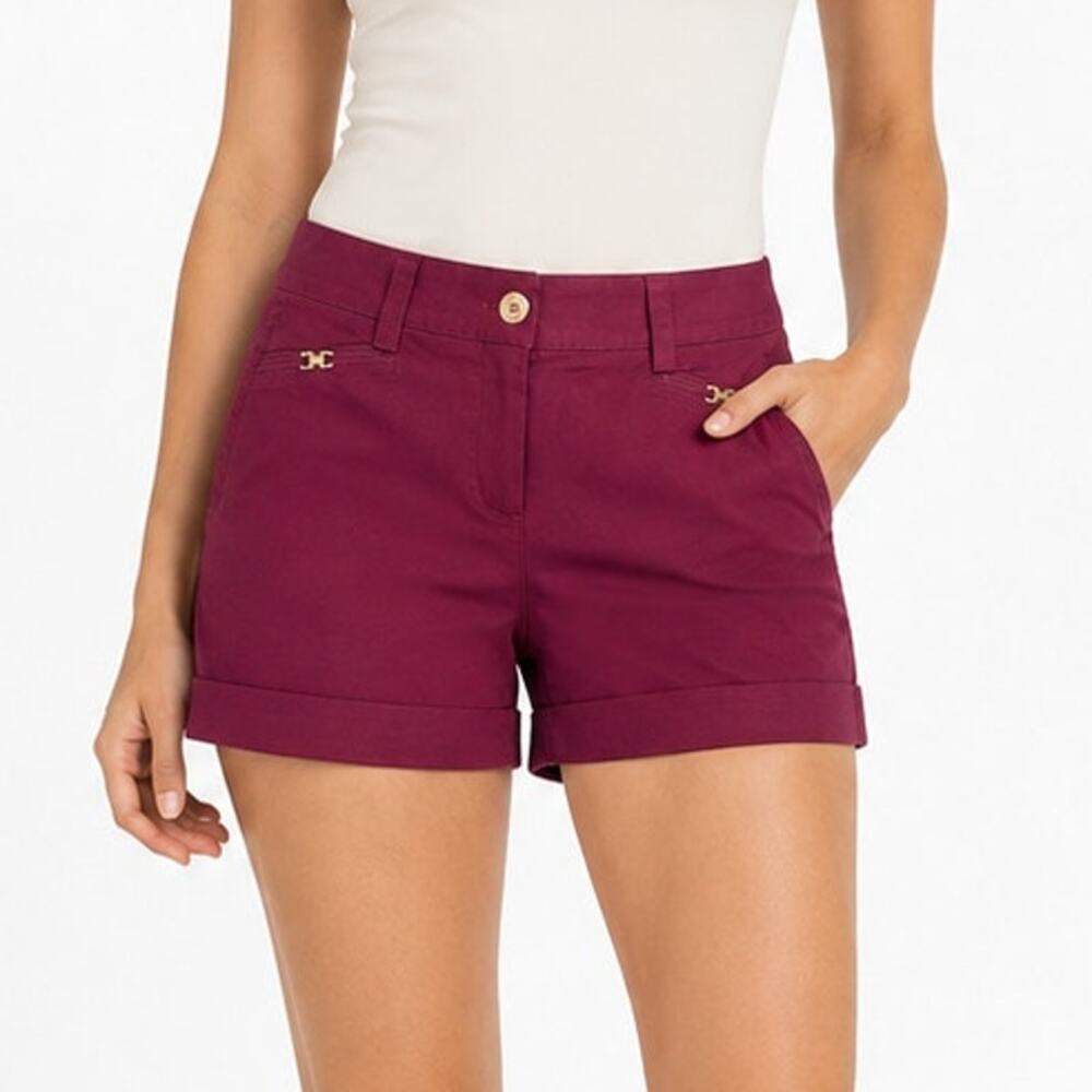 WHBM White House Black Market Purple Tailored Shorts Womens Sz 2 Cotton Stretch